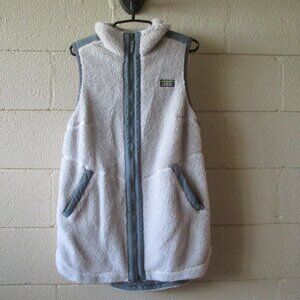 LL Bean Women's Large Sherpa Fleece Long Vest Soapstone Like New